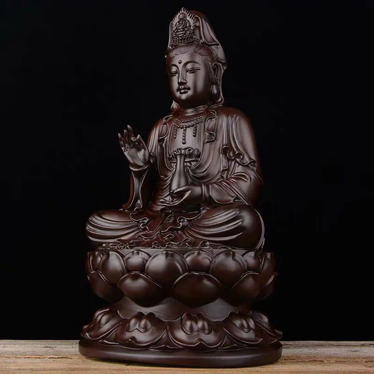 Bodhi Stones Avalokitesvara Ebony Lotus Harmony Blessing Home Decoration