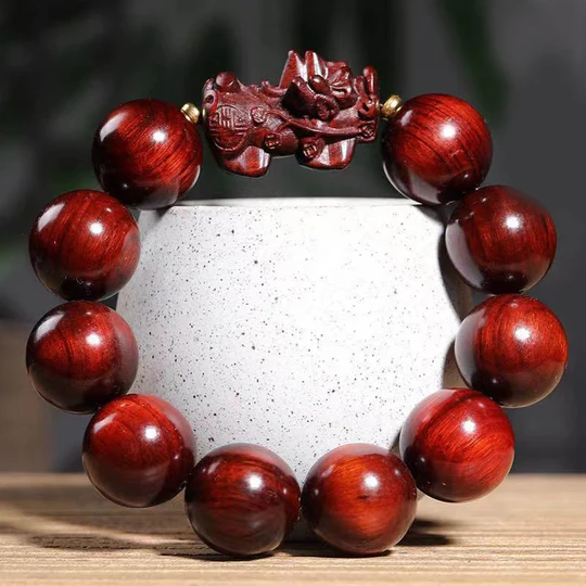 Bodhi Stones Small Leaf Red Sandalwood PiXiu Protection Bracelet