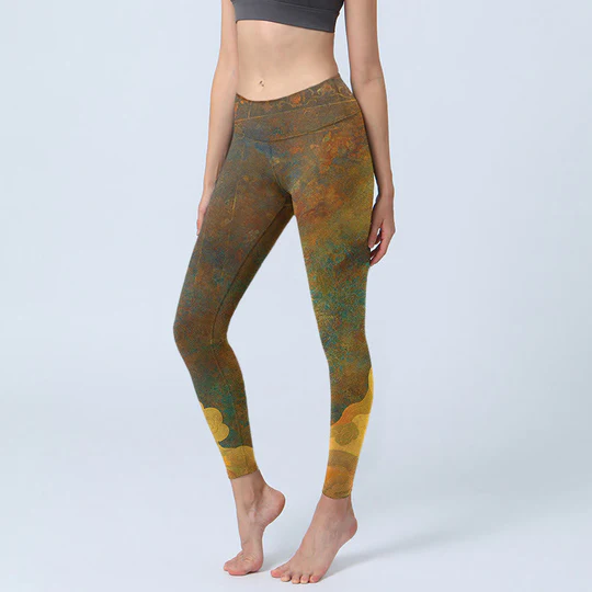 Bodhi Stones Auspicious Clouds Print Lycra Fabric Fitness Leggings Women's Yoga Pants