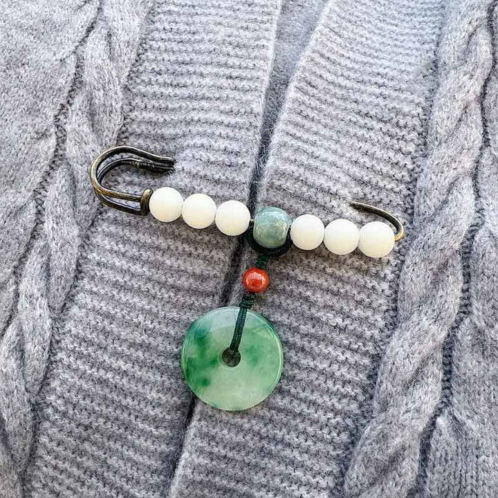 Bodhi Stones Bodhi Seed Jade Peace Buckle Luck Brooch