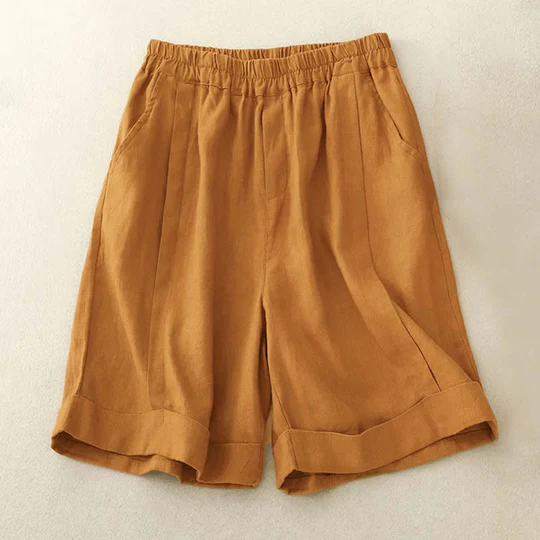 Bodhi Stones Casual Solid Color Women's Cotton Shorts With Pockets