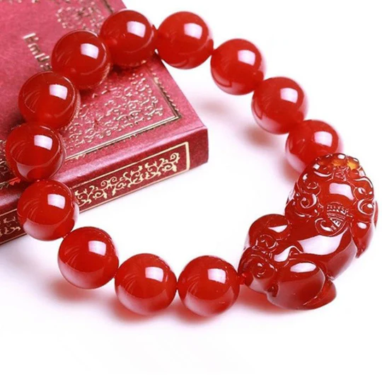 Bodhi Stones Red Agate Lucky Pixiu Wealth Luck Bracelet