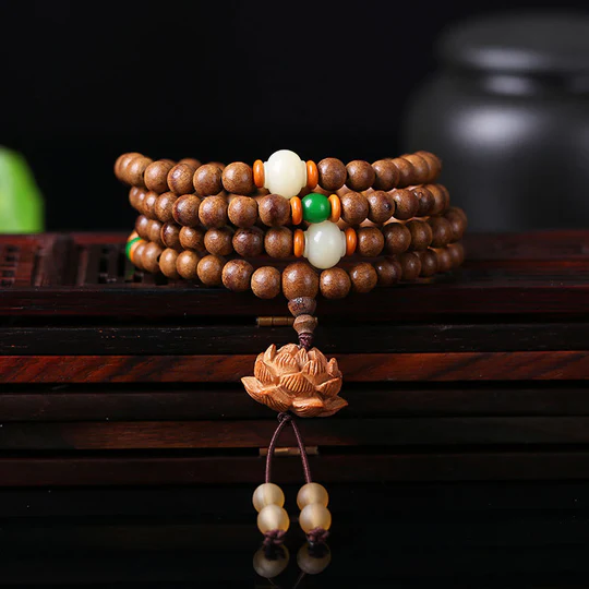 Bodhi Stones 108 Mala Beads Peach Wood Bodhi Seed Lotus Prayer Meditation Bracelet 6 Reviews