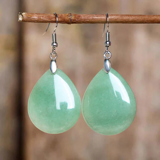Bodhi Stones Natural Aventurine Dangle Healing Drop Earrings