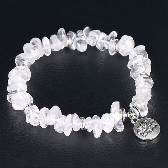 Bodhi Stones Natural White Crystal Lotus Healing Bracelet