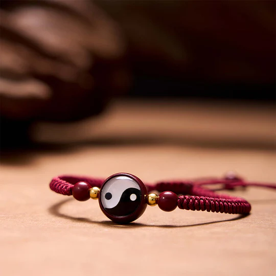 Bodhi Stones Lucky Cinnabar Red String Yin Yang Symbol Bagua Blessing Bracelet