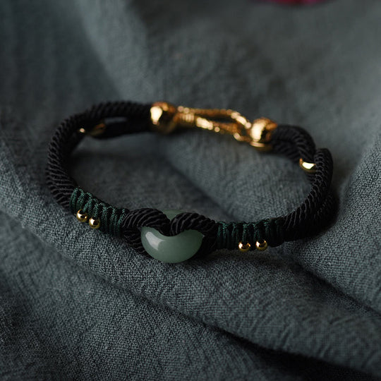 Bodhi Stones Tibetan Jade Lucky Black Rope Couple Bracelet