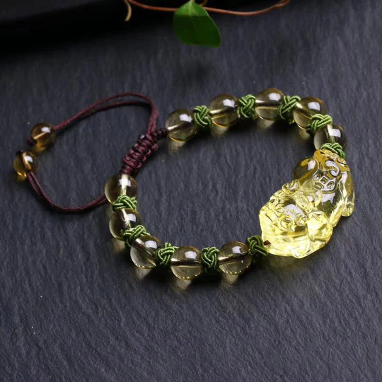 Bodhi Stones Natural Citrine Pixiu Wealth Protection Bracelet