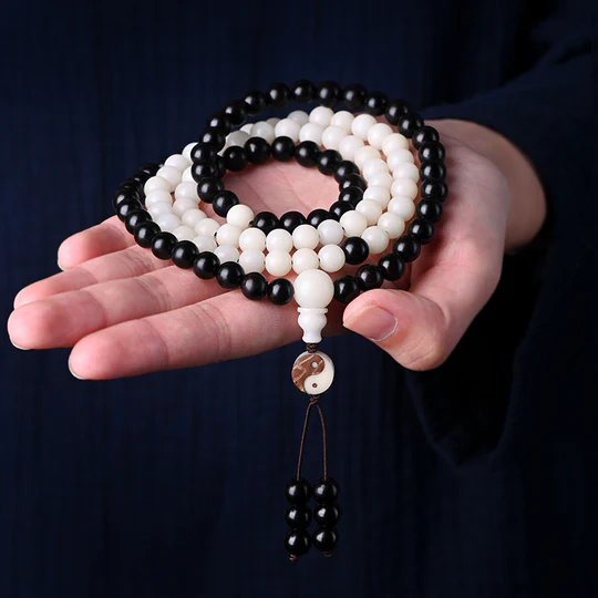 Bodhi Stones Ebony YinYang Protection Necklace Mala