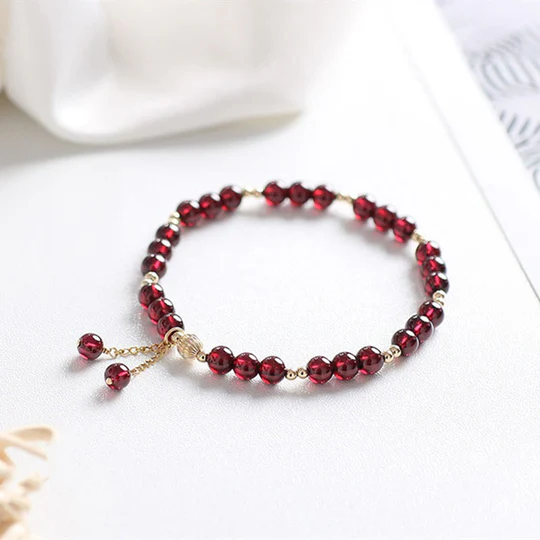 Bodhi Stones 14K Gold Natural Garnet Calm Bracelet