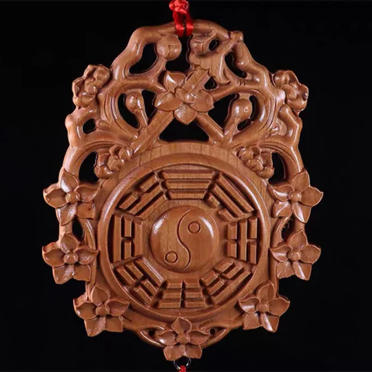 Bodhi Stones Feng Shui Bagua Map Peach Wood Chinese Knotting Balance Energy Map