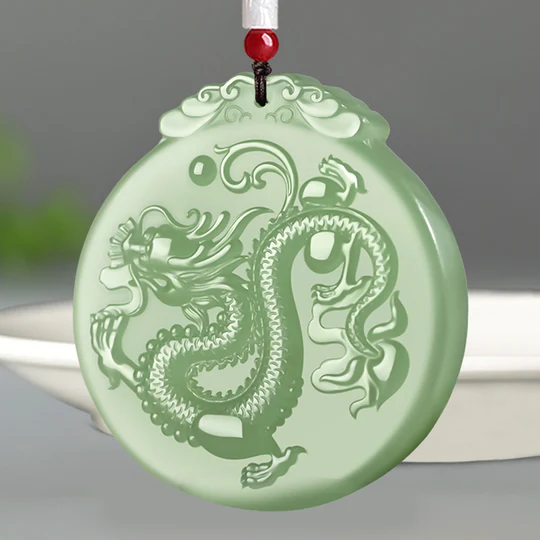 Bodhi Stones Chinese Zodiac Dragon Jade Luck Necklace String Pendant