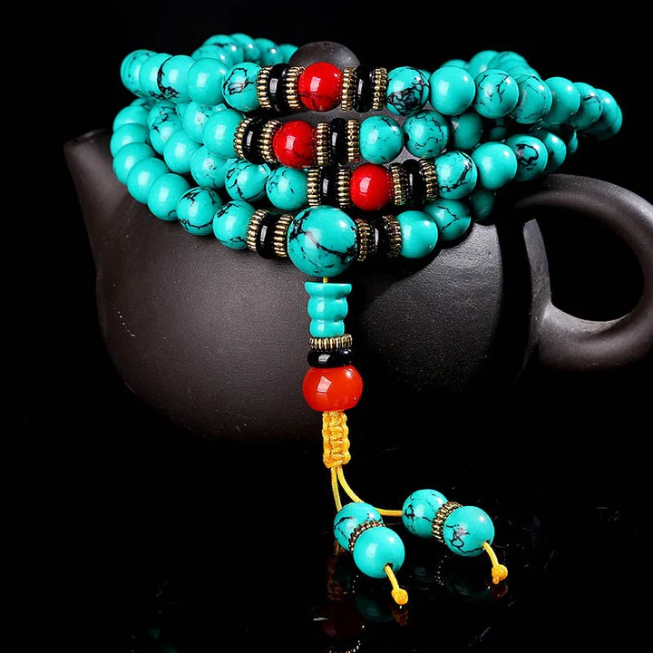 Bodhi Stones Tibetan Turquoise Healing Mala Bracelet