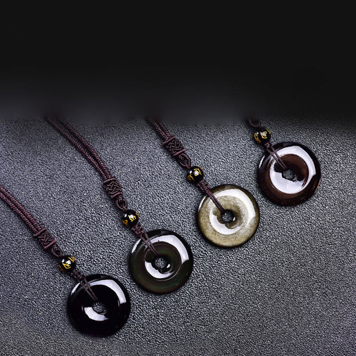 Bodhi Stones Tibetan Obsidian Protection Necklace