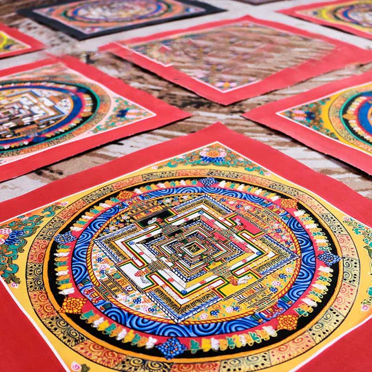 Bodhi Stones Tibetan Handmade Thangka Mandala Painting Blind Box Random Color Pattern