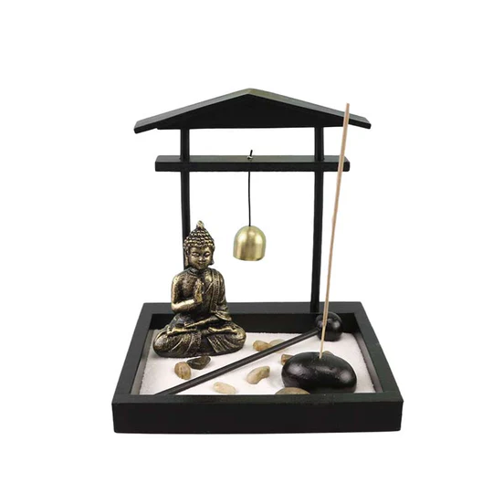 Bodhi Statue Rocks Meditation Peace Zen Garden Set Home Decoration