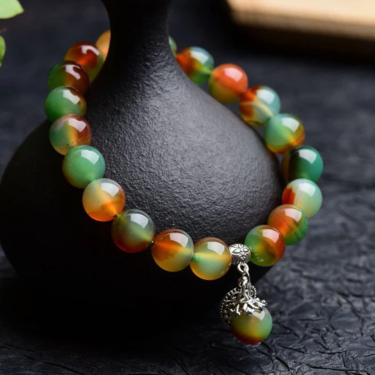 Bodhi Stones Tibetan Natural Green Agate Healing Bracelet