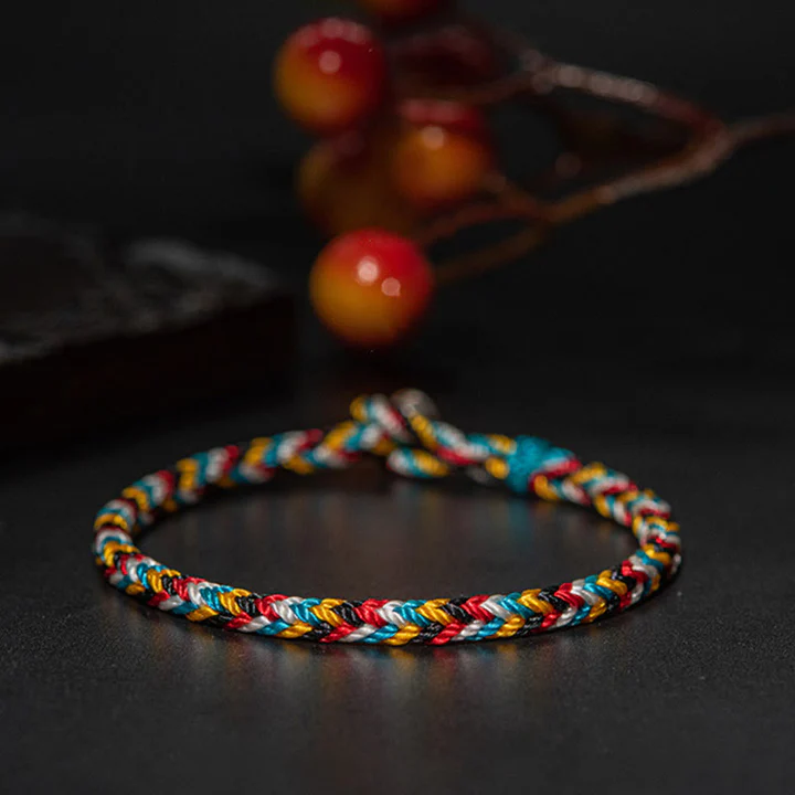 Bodhi Stones Tibet Handmade Five Color Thread Protection Braid String Bracelet
