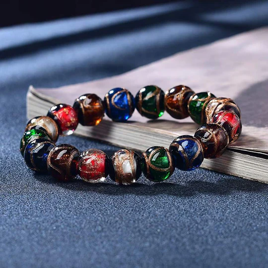 Bodhi Stones Colorful Liuli Glass Bead Luck Bracelet