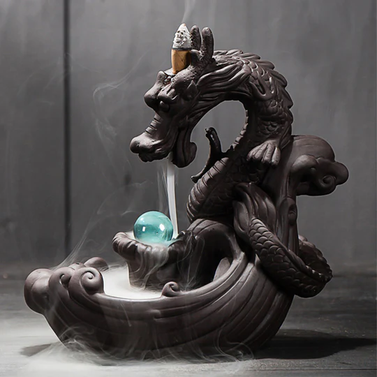 Bodhi Stones Tibetan Dragon Protection Incense Burner Decoration