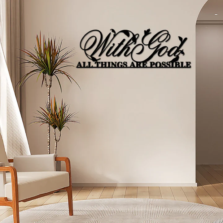 Bodhi Stones With God All Things Are Possible Metal Sign Wall Art