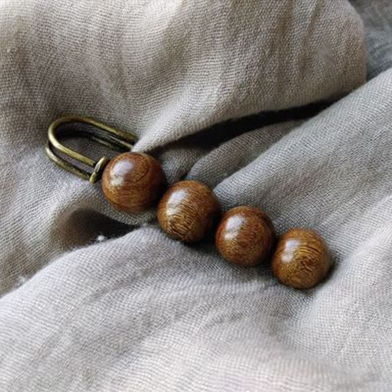 Bodhi Stones Vintage Sandalwood Agathis Alba Ebony Wood Peltogyne Beads Healing Brooch