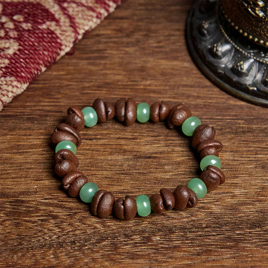 Bodhi Stones Natural Coffee Beans Green Aventurine Huanglong Jade Beads Bracelet