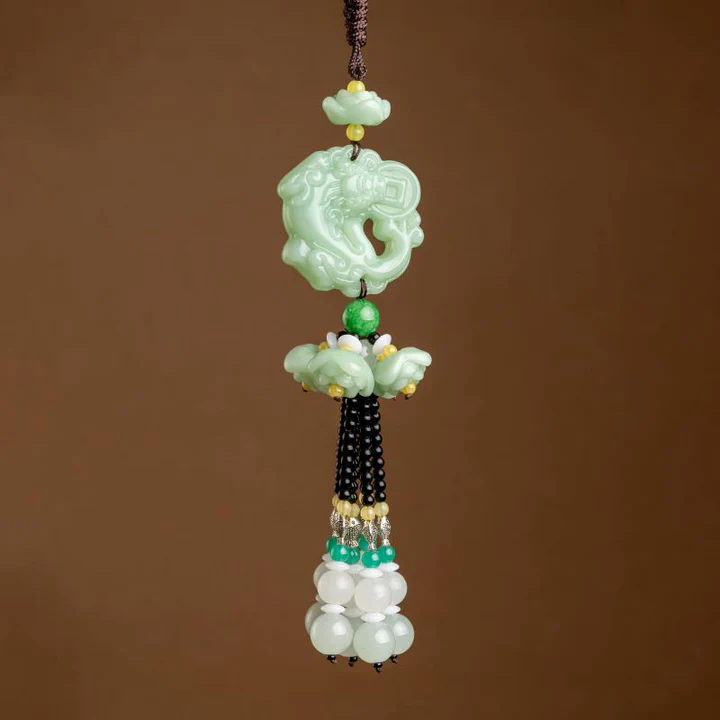 Bodhi Stones FengShui Jade PiXiu Blessing Car Pendant Decoration