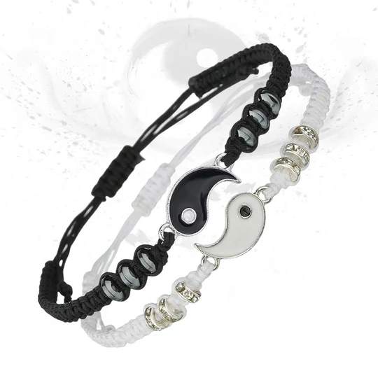 Bodhi Stones 2pcs Yin Yang Hematite Couple Bracelet