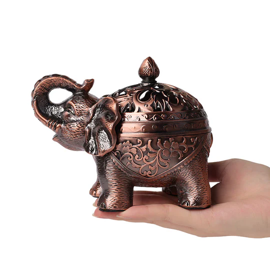 Bodhi Stones Elephant Alloy Incense Holder Home Decoration Incense Burner