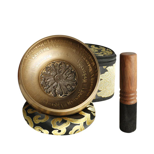 Bodhi Stones Tibetan Meditation Sound Bowl Handcrafted for Healing and Mindfulness Singing Bowl Set