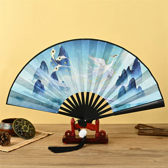 Bodhi Stones Vintage Phoenix Nine Tailed Fox Flower Bamboo Tiger Handheld Folding Fan Lotus Tassel Fan 3 Reviews