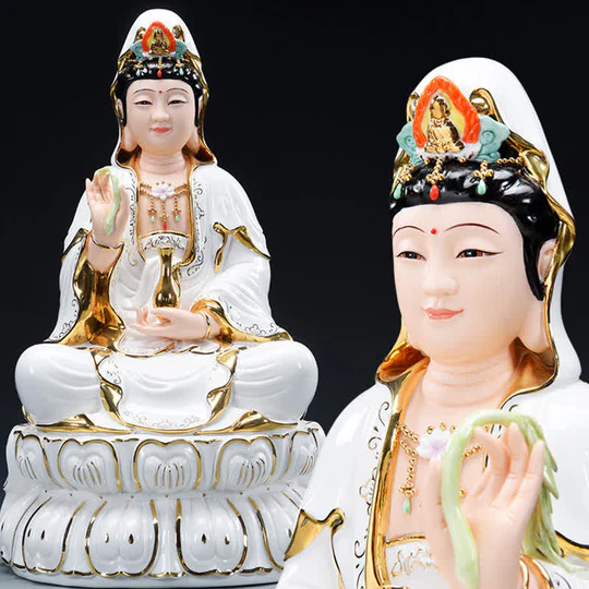 Bodhi Stones Chenrezig Bodhisattva Avalokitesvara Success Ceramic Statue Home Decoration