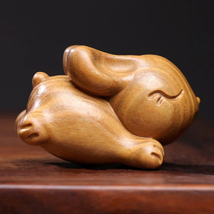 Bodhi Stones Green Sandalwood Small Mini Cute Rabbit Bunny Peace Decorations