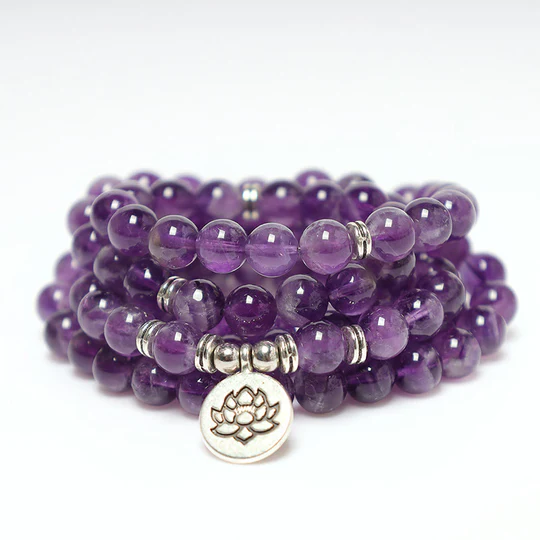 Bodhi Stones Natural Amethyst Purification Mala Bracelet