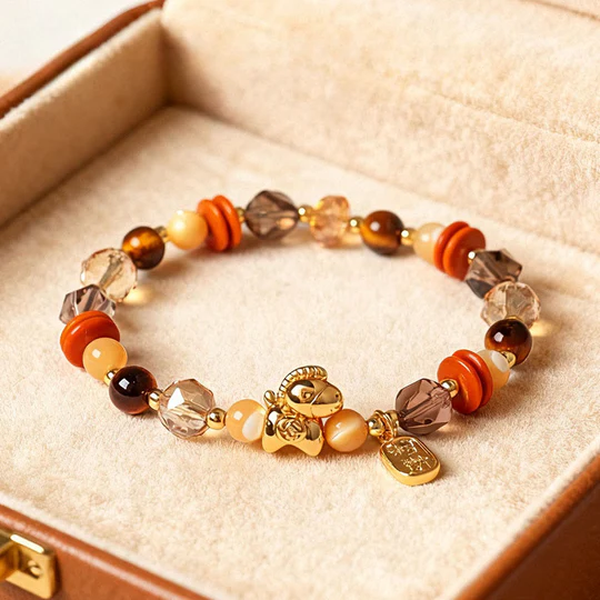 Bodhi Stones Fortune and Prosperity Tiger Eye Ice Obsidian Pearl Year Of The Horse Lucky Bracelet